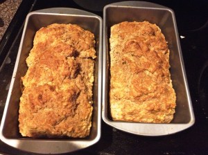 You could halve this recipe and just make one loaf but I was feeding dudes so....