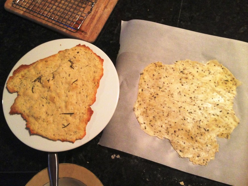 Baked flatbread/rolled out raw dough before and after shot
