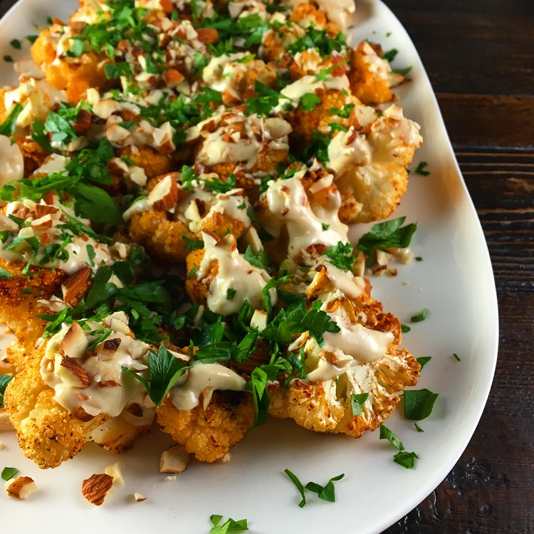 Spiced Roasted Cauliflower with Tahini Sauce | Roxana's Kitchen